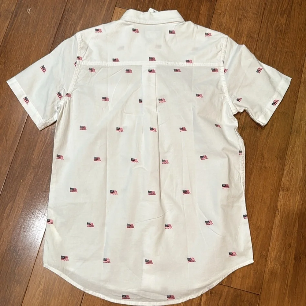 Children’s Place American flag boys short sleeve button-down Oxford shirt XL NWT